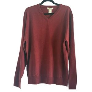 Tagio Brown Burgundy Wool Blend V-Neck Sweater